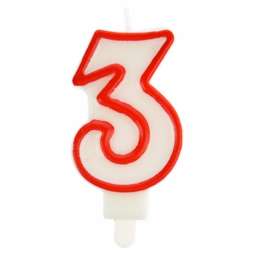 Number 3 Candle Red